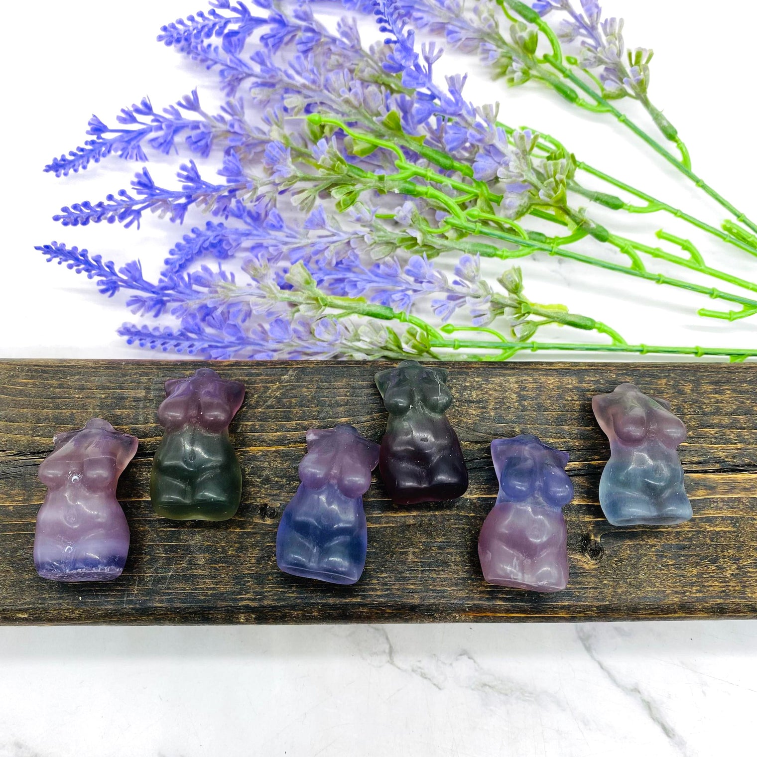 Rainbow Fluorite Crystal Body Carving, Female Body Crystal, 1.5 inches Fluorite Female Torso, Crystal Goddess Model