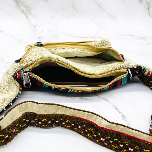 Hemp Fanny Packs, Colorful Large Vegan Cross Body Bag, Handmade Hippie Bag,  Ecofriendly Durable Unisex Waist Bag, Hippie Boho Bag
