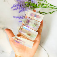 Rainbow Aura Quartz Wand, Crystal Point, Quartz Point, Healing Crystal