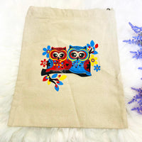 Owl Print Cotton Tote Bags, Canvas Tote Bag, Handmade Bags, Zippered Closure, Vegan Totes, Cute Tote Bags, Ecofriendly Bag, Gift For Him/Her