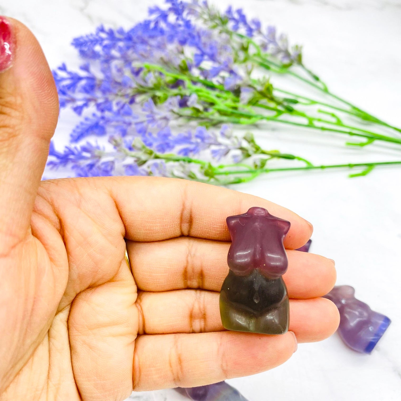 Rainbow Fluorite Crystal Body Carving, Female Body Crystal, 1.5 inches Fluorite Female Torso, Crystal Goddess Model