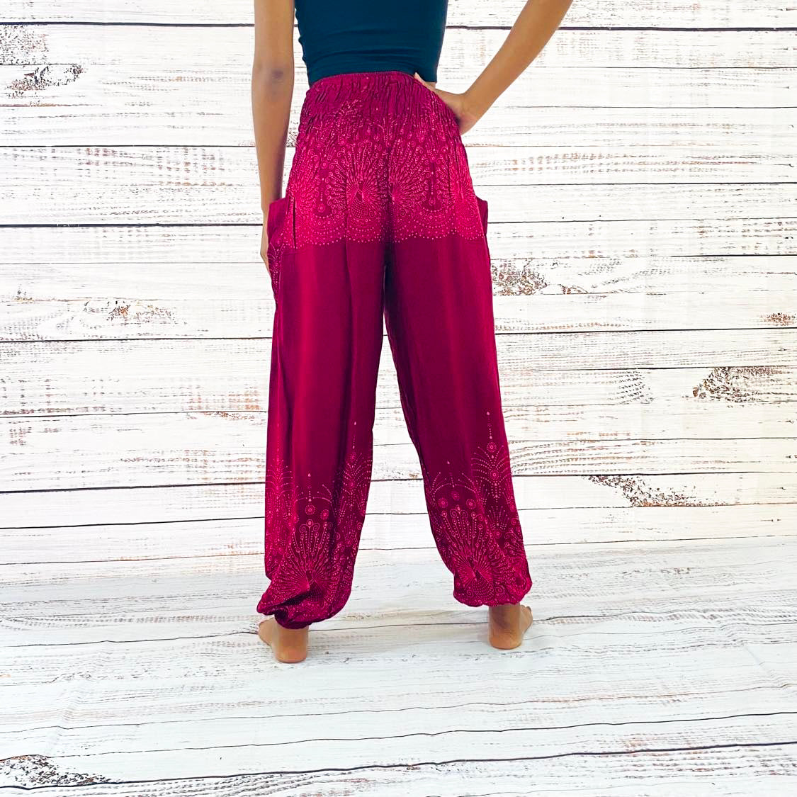 Peacock Print Light Weight Boho Pants