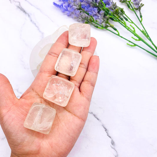 Quartz Square Cubes, Polished Quartz Tumble stone, Healing Crystal, Stone for Clarity and Harmony