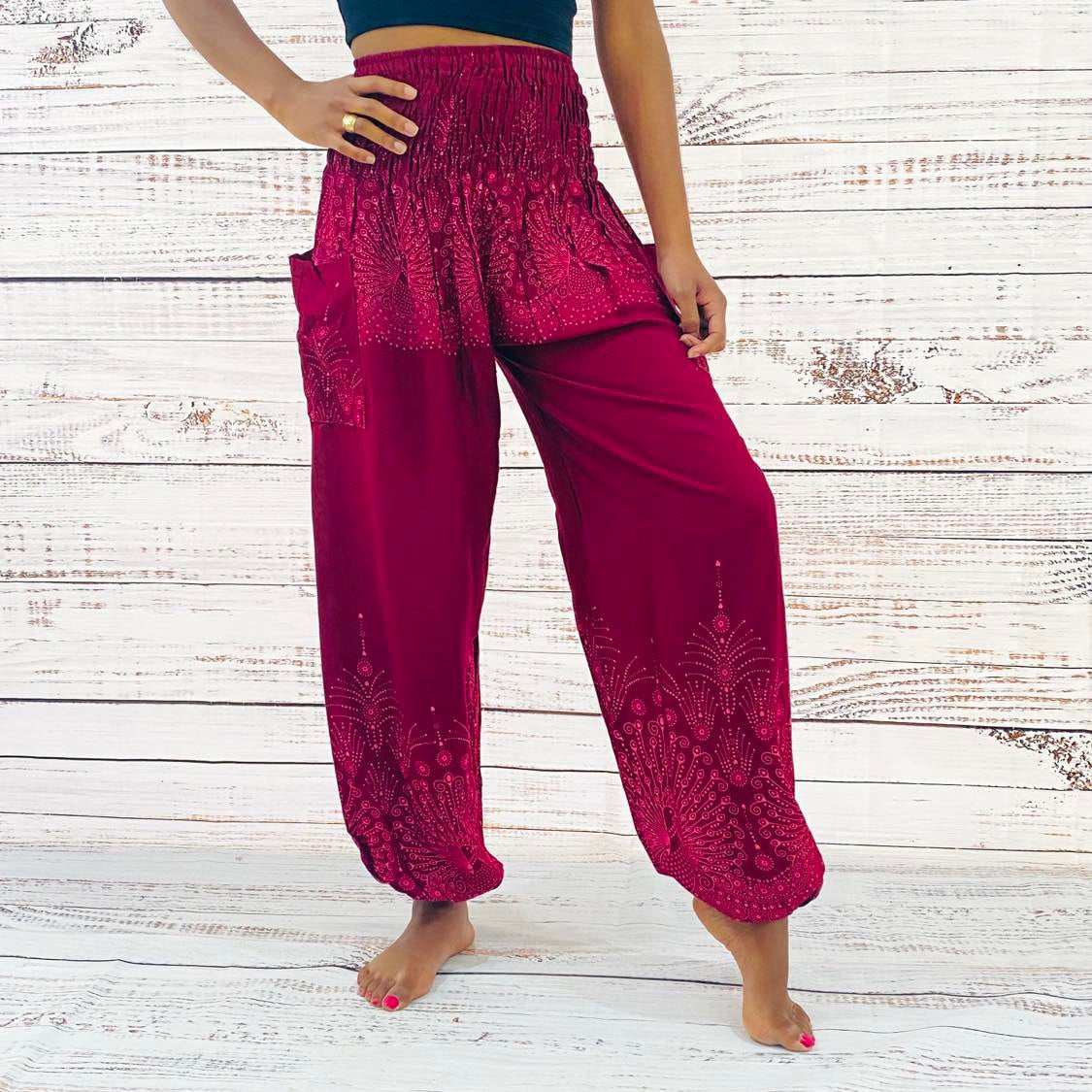 Peacock Print Light Weight Boho Pants