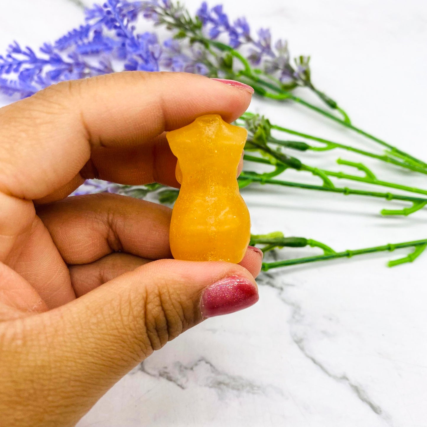 Hand Carved Crystal Female Body, Orange Calcite Crystal Goddess Model, 1.2 inches Divine Feminine Carving, Mothers Day Gift, Crystal Decor