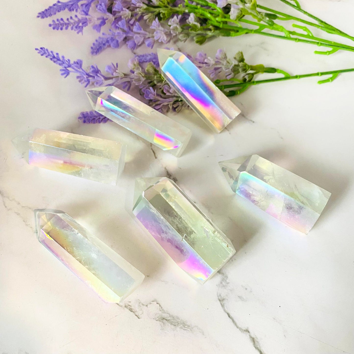Rainbow Aura Quartz Wand, Crystal Point, Quartz Point, Healing Crystal