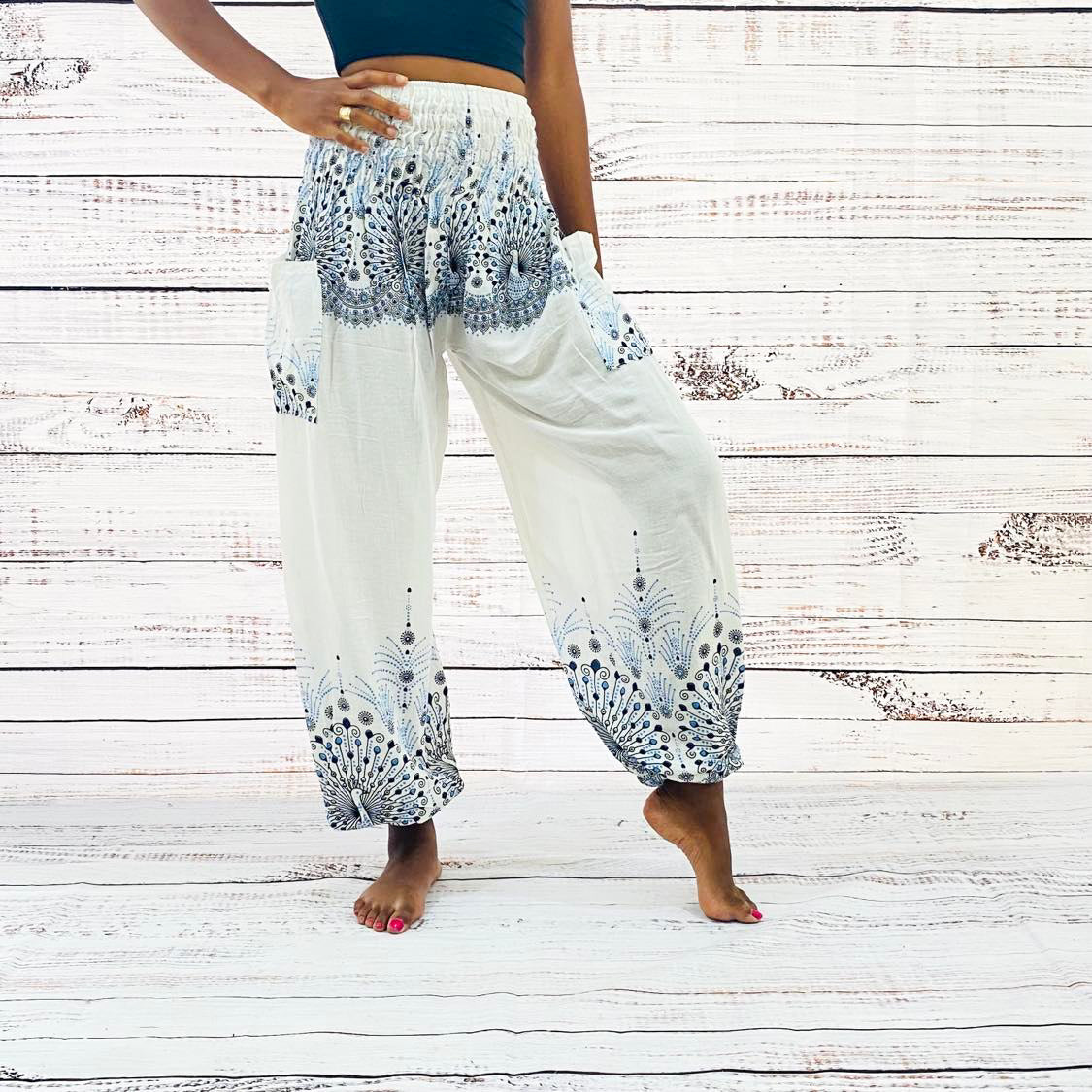 Peacock Print Light Weight Boho Pants