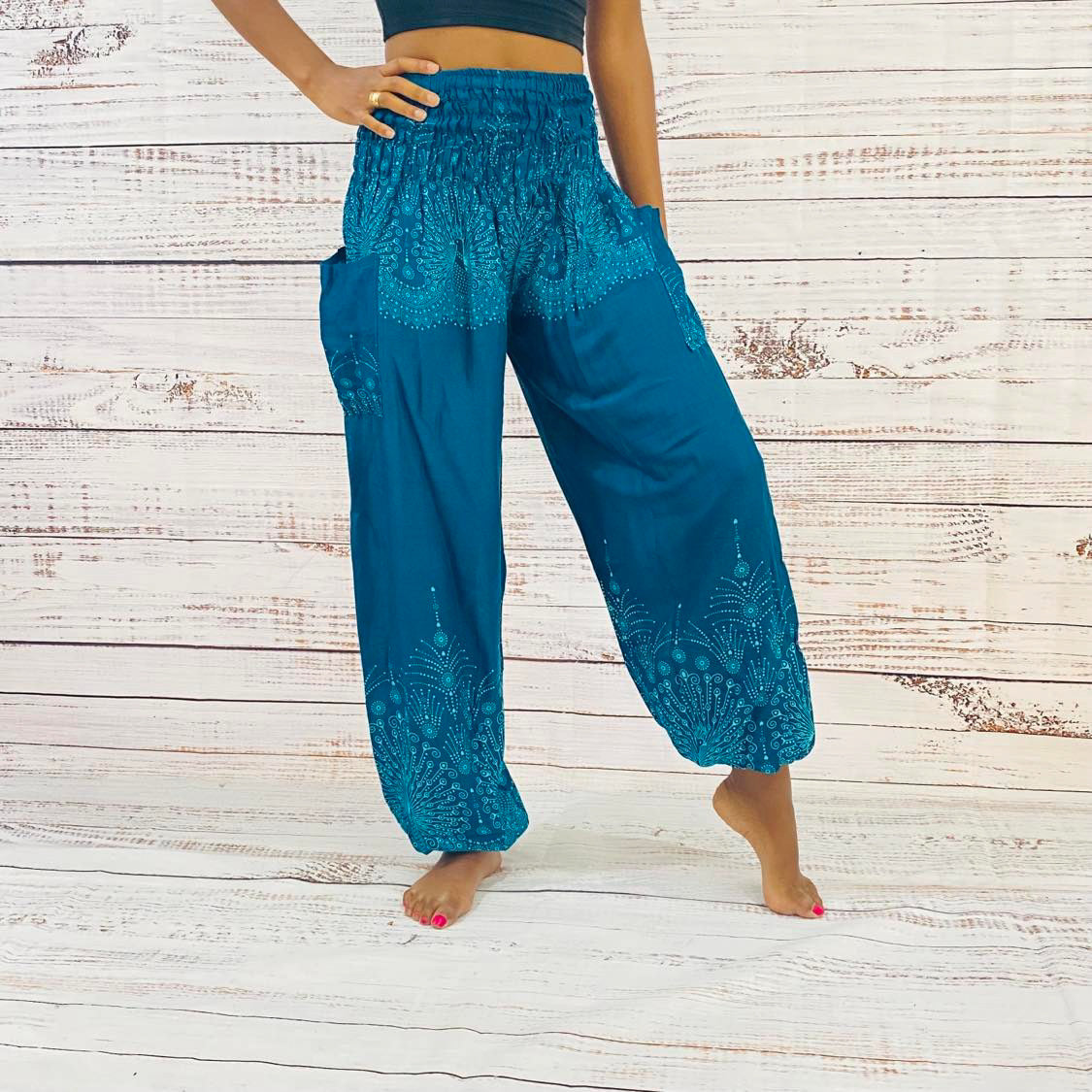 Peacock Print Light Weight Boho Pants