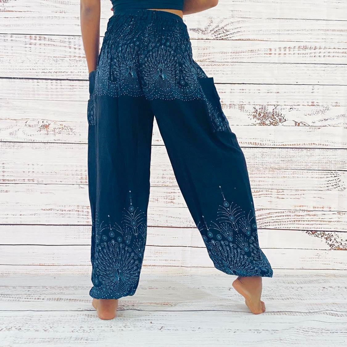 Peacock Print Light Weight Boho Pants