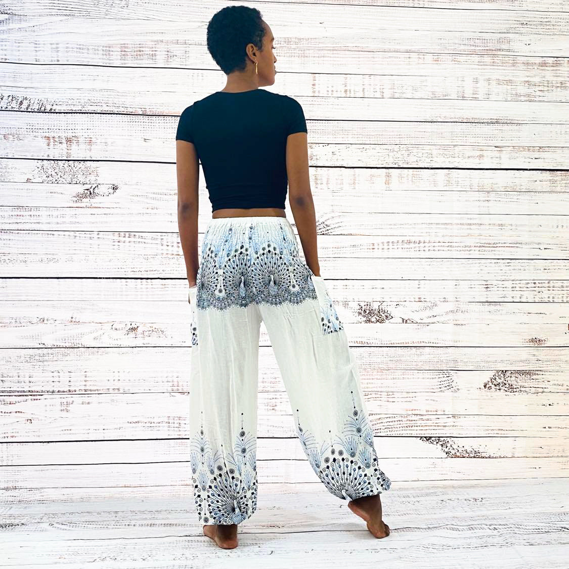 Peacock Print Light Weight Boho Pants