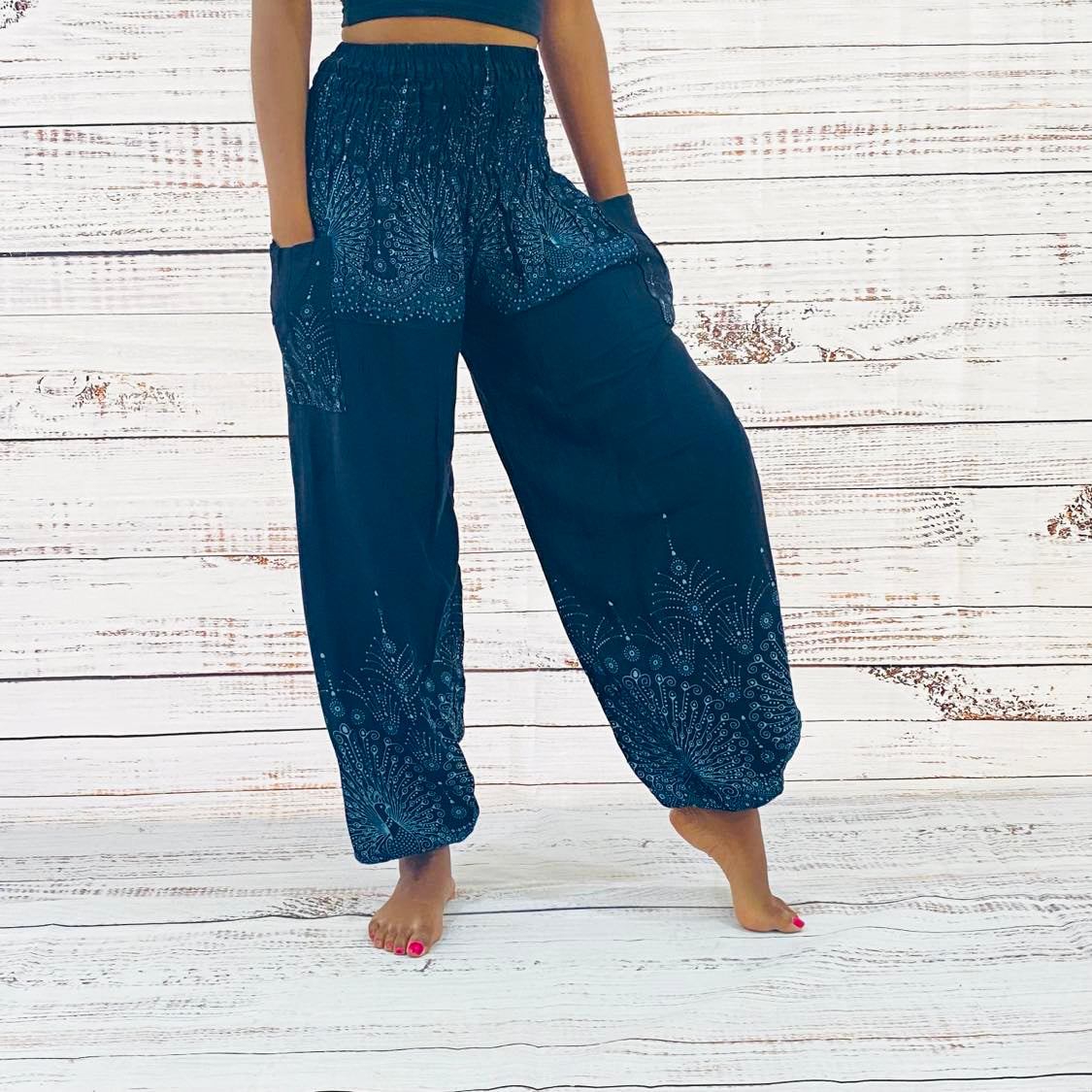 Peacock Print Light Weight Boho Pants