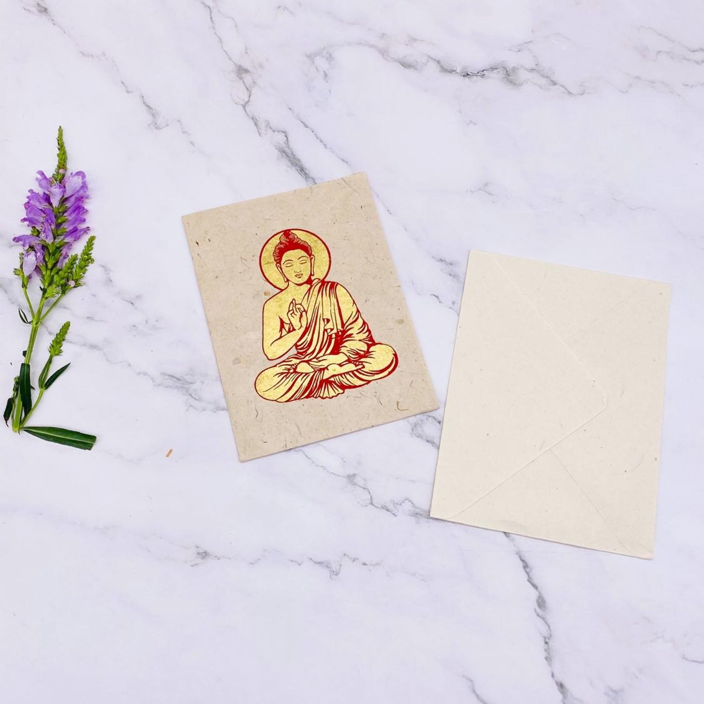 Handmade Greeting Card, Lokta Paper, Blessing Buddha Note Card, Eco Friendly Greeting Card, Set of 8 Card with Envelopes, Stationary Gift