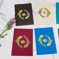 Lokta Paper Greeting Card, Handmade Note Card, Ecofriendly Greeting Card, Set of 6 Card with Envelopes, Unique Fish Note Card, Stationary Gift