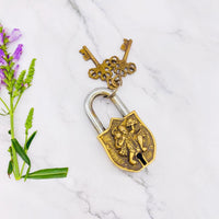 Small Hanuman Locks, Vintage Hanuman Door Locks, Handmade Brass Locks, Vintage Looking Padlocks, Home Safety Locks, Bajrang Bali Locks