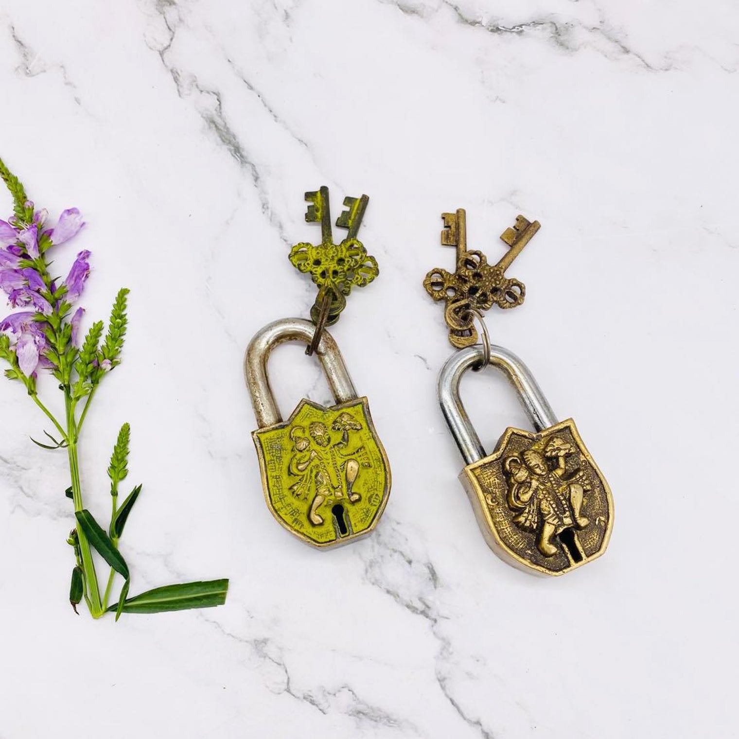 Small Hanuman Locks, Vintage Hanuman Door Locks, Handmade Brass Locks, Vintage Looking Padlocks, Home Safety Locks, Bajrang Bali Locks