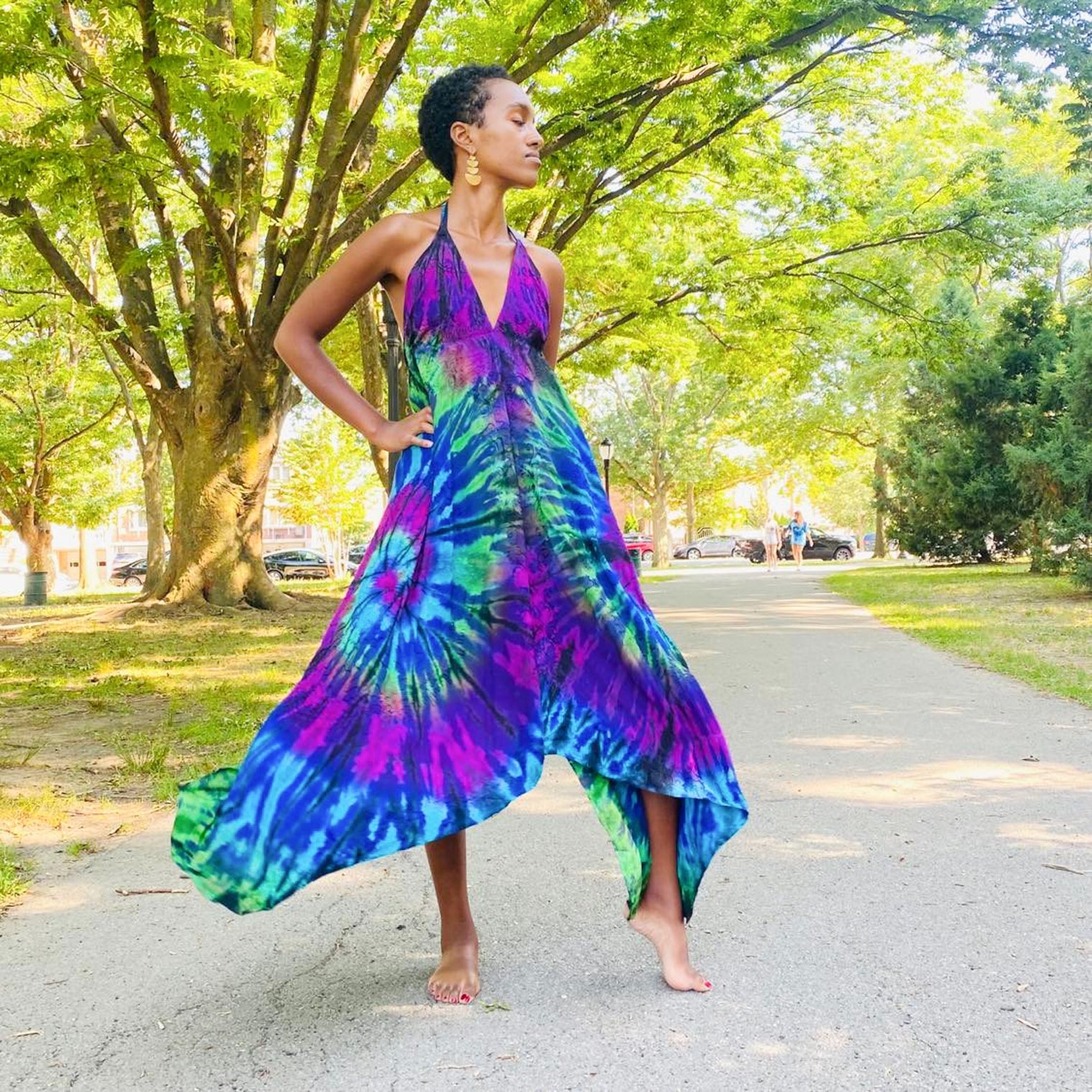 Tie Dye Maxi Dress, Hand Embroidery Festival Wear, Sleeveless Dress –  karmanepalcrafts