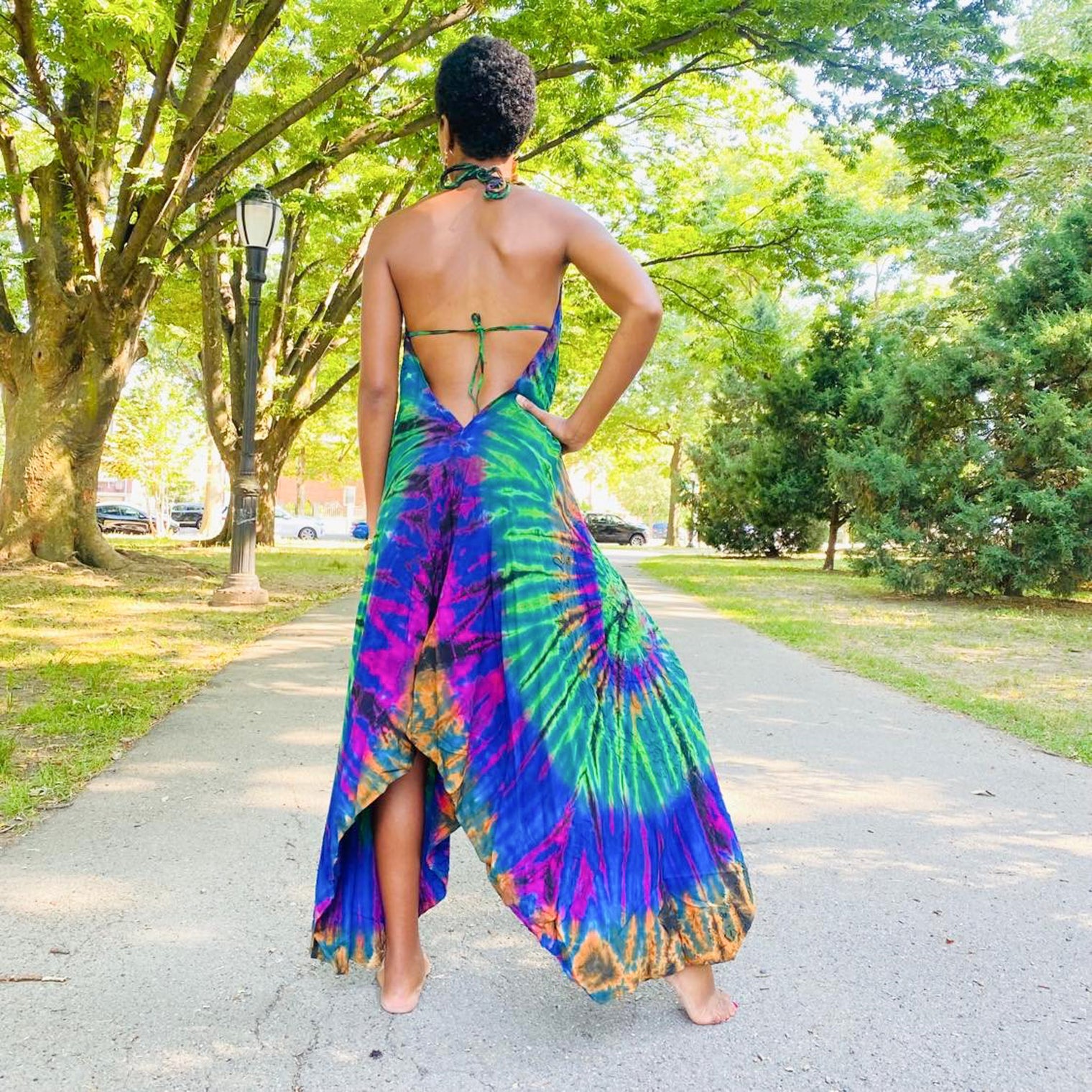Tie Dye Maxi Dress, Hand Embroidery Festival Wear, Sleeveless Dress –  karmanepalcrafts