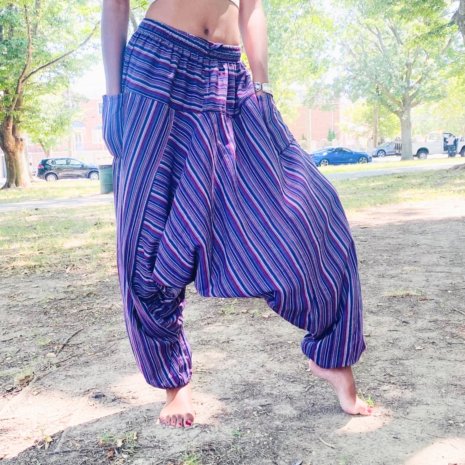 Unisex Low Crotch Gypsy Pants with Pockets – karmanepalcrafts