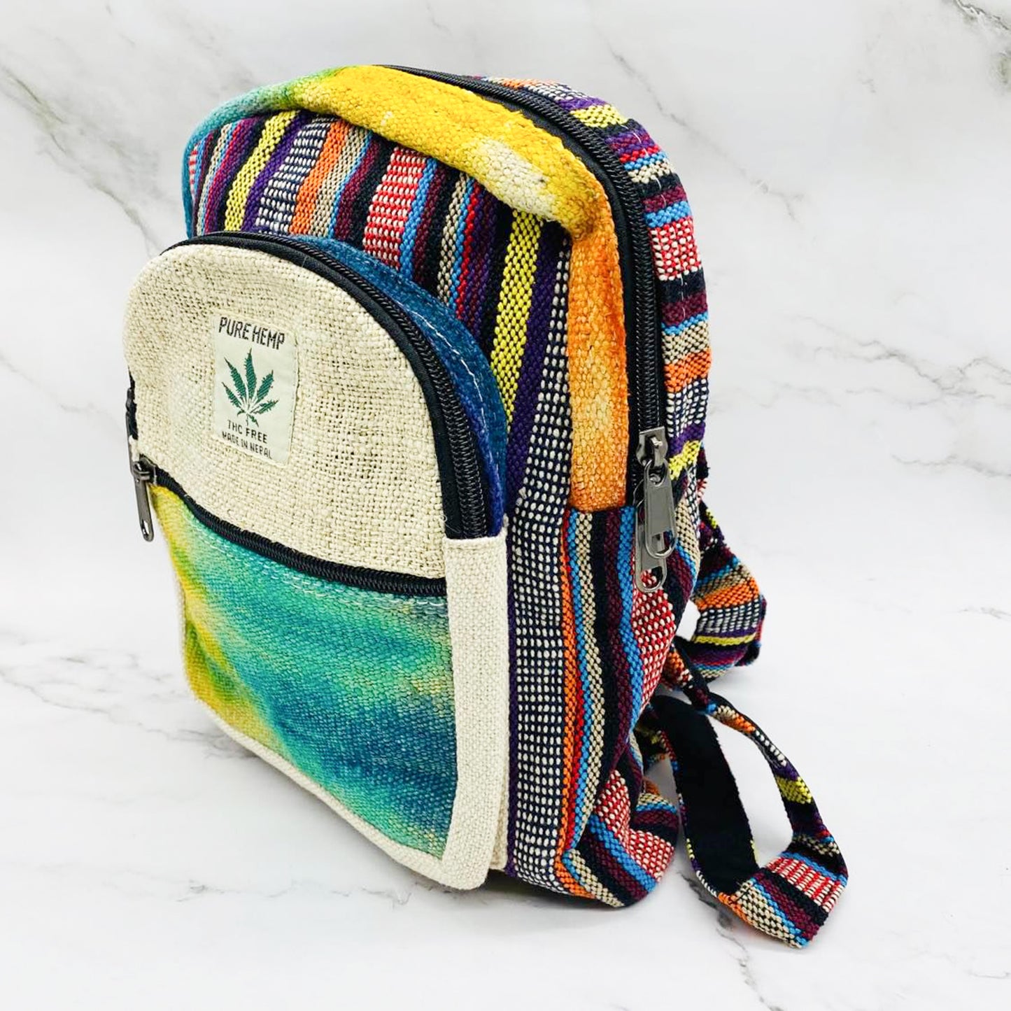 Mini Hemp Backpack, Eco Friendly Vegan Bags, Colorful Rucksack, Hippie Bag, Laptop Backpack, Boho Bags, Unisex Sturdy Bag