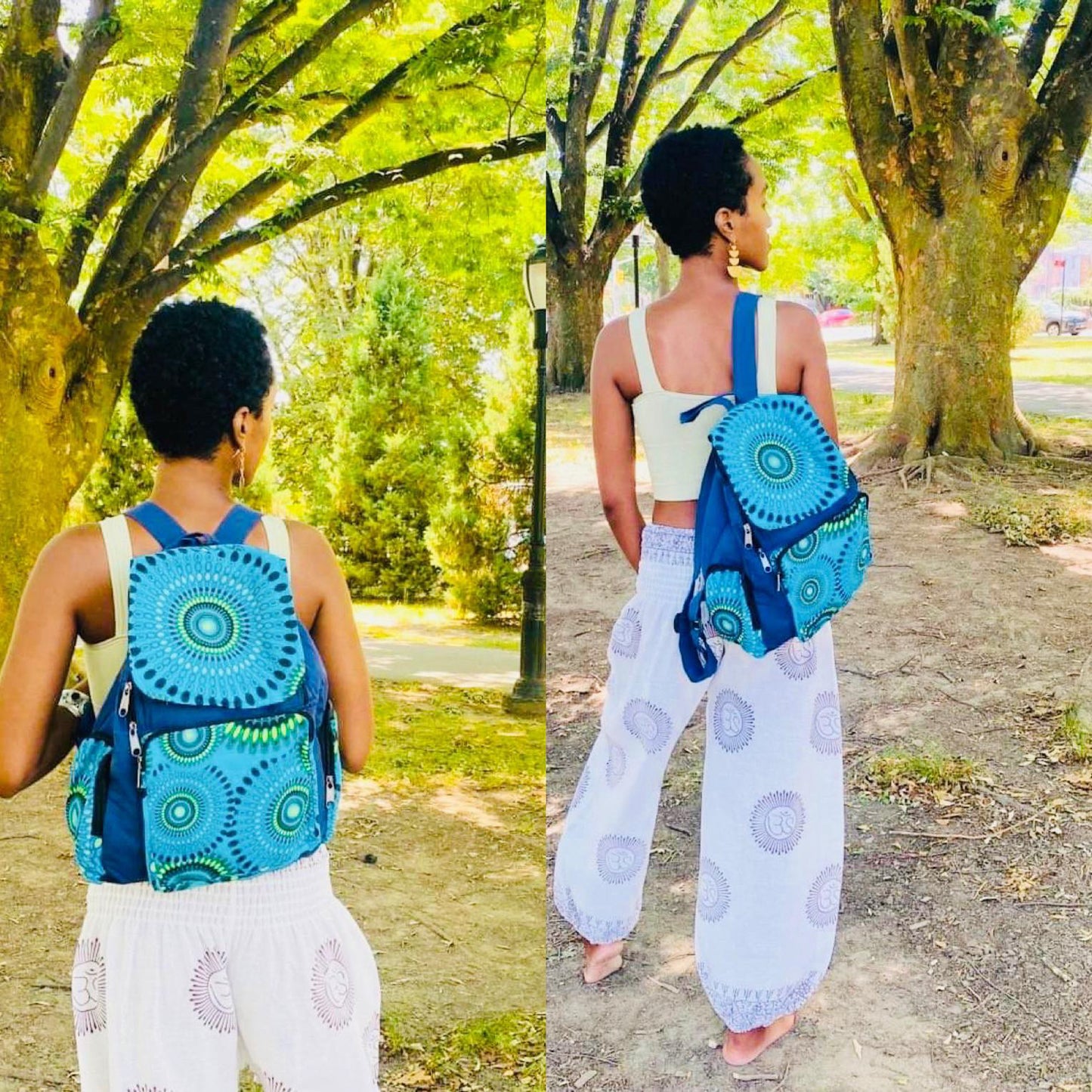 Cotton Back Pack, Handmade Unisex Back Pack, Multi Compartment Bags, Water Bottle Pockets, Travel Back Pack, Water Proof Back Pack