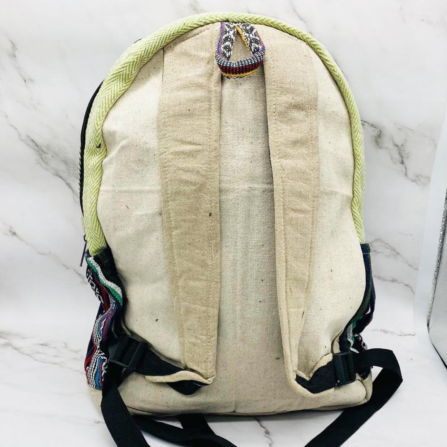 Large Hemp Rasta Backpack, Ruck sack with Laptop Pockets, Hippie Bags, Hiking Travel Backpack, Beach Backpack, Boho Bags, Ecofriendly Bags
