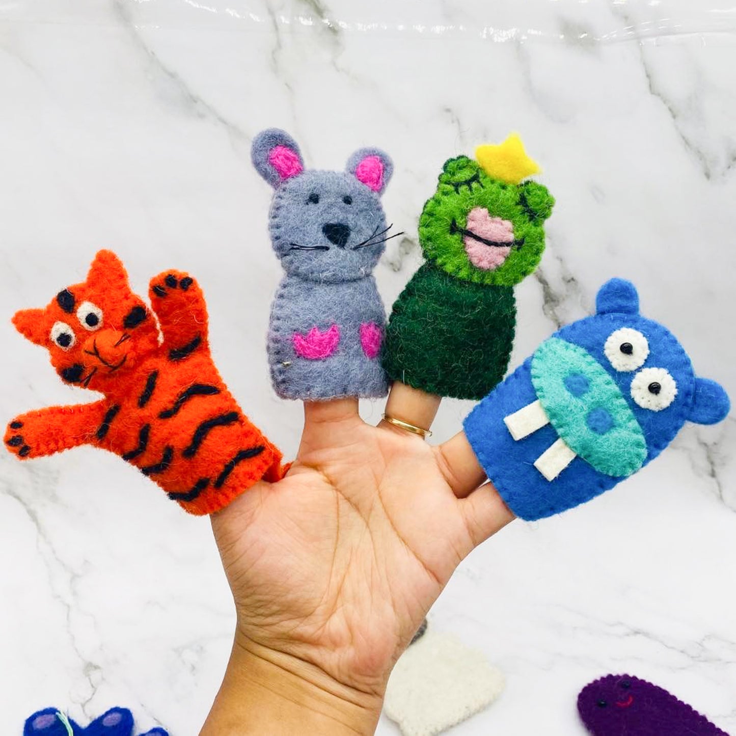 Animal Felt Finger Puppet, Handmade Wool Felted Finger Puppet, Cute Animal Puppets, Gift for Kids