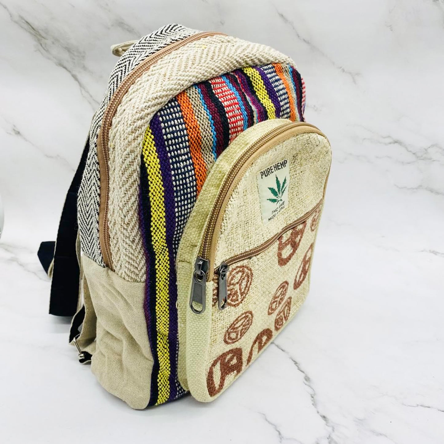 Mini Hemp Backpack, Eco Friendly Vegan Bags, Colorful Rucksack, Hippie Bag, Laptop Backpack, Boho Bags, Unisex Sturdy Bag