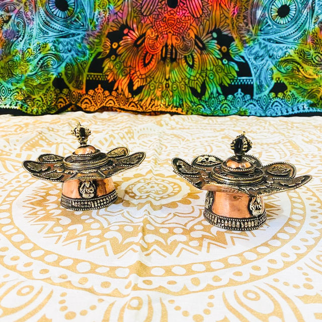 Round Lotus Shape  Copper Incense Burner