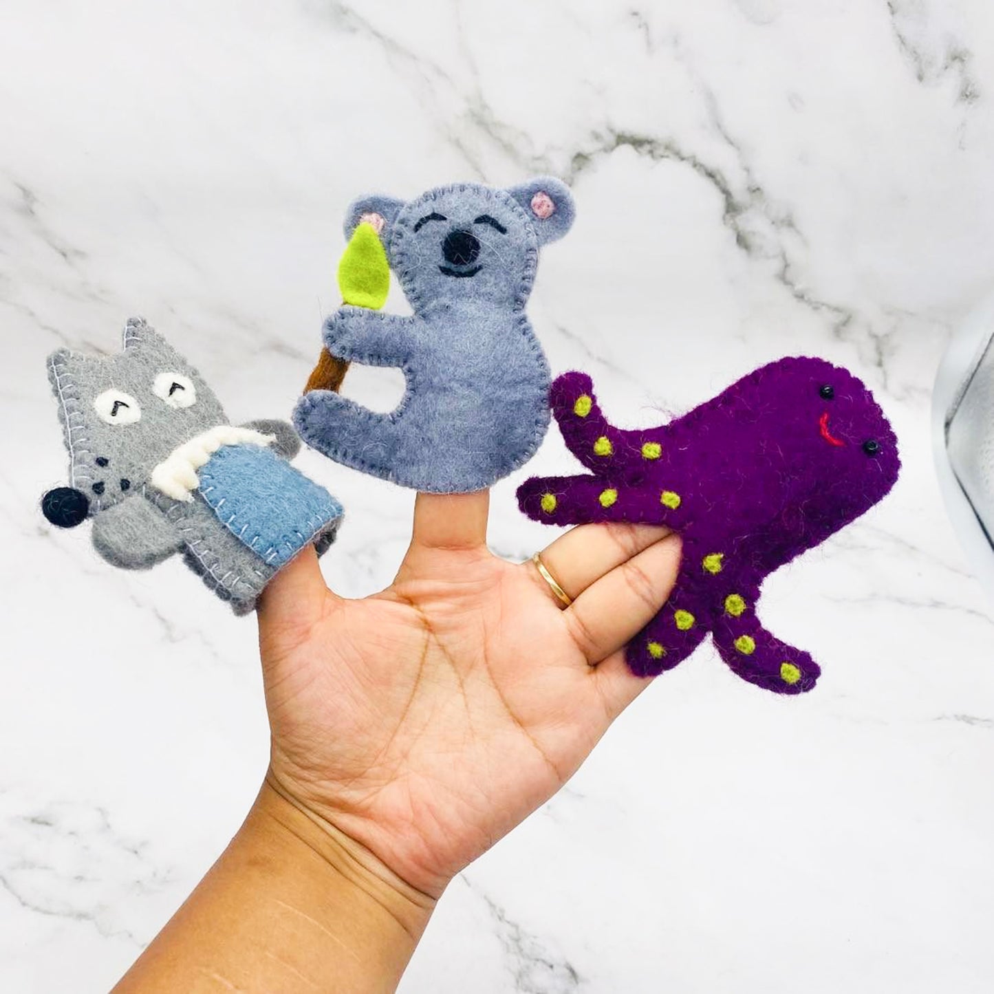 Animal Felt Finger Puppet, Handmade Wool Felted Finger Puppet, Cute Animal Puppets, Gift for Kids