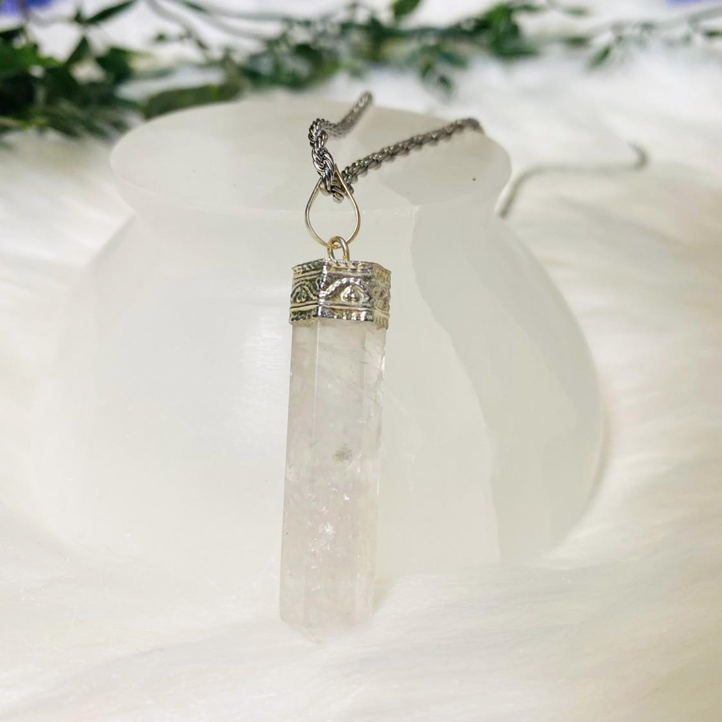 Clear Quartz Pointed Hand Wired Necklace
