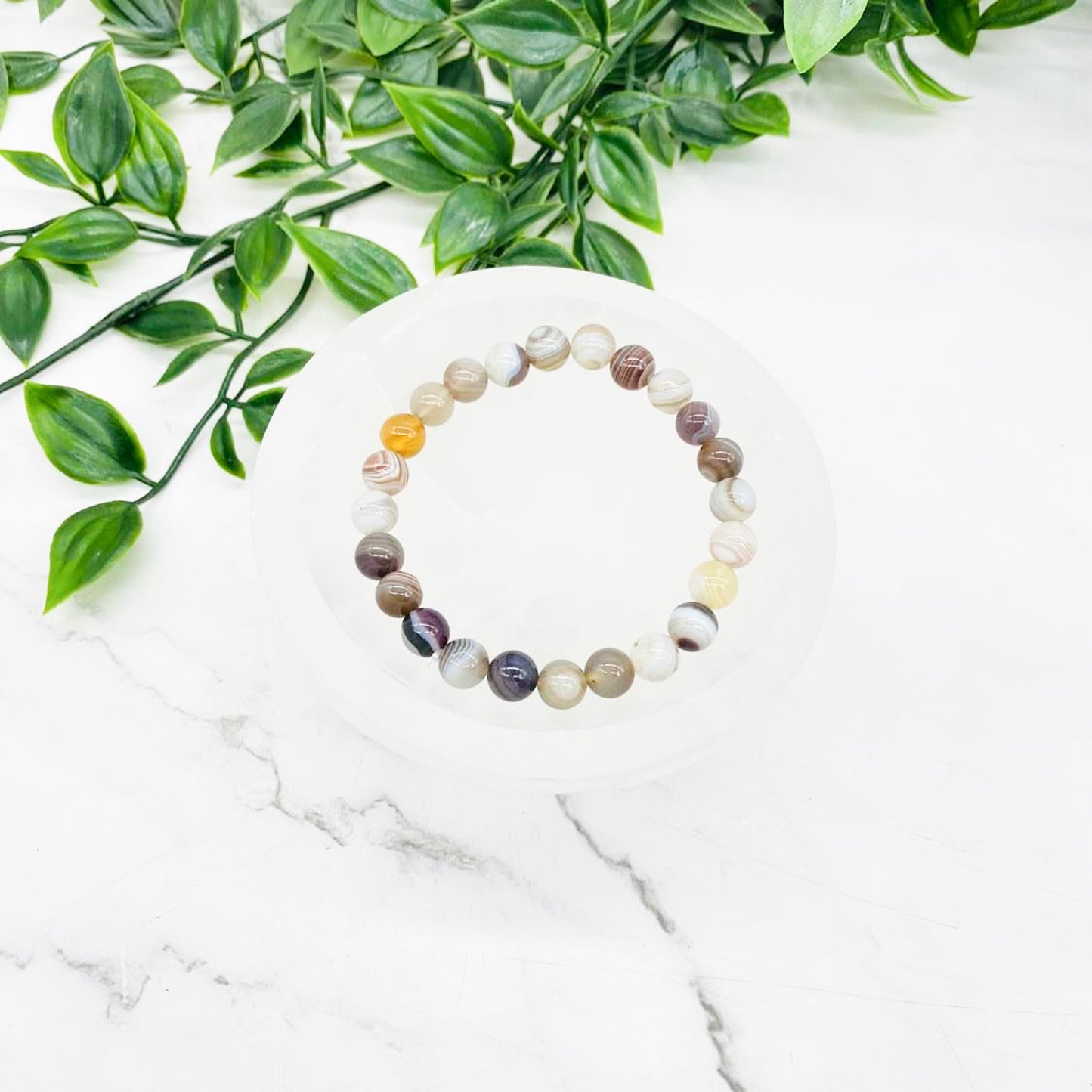Botswana Agate Bracelet, Crystal for Self Confidence and Wealth