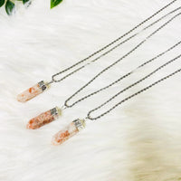 Pointed Sunstone Crystal Pendant with 18k Gold Plated Chain