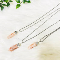 Pointed Sunstone Crystal Pendant with 18k Gold Plated Chain