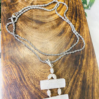 Raw Selenite Crystal Necklace with Silver Chain