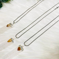 Selenite Crystal Pendant with Citrine, Stone for Cleansing and Wealth