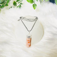 Pointed Sunstone Crystal Pendant with 18k Gold Plated Chain
