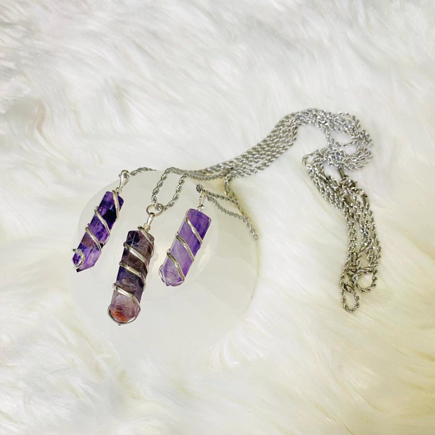 Amethyst Crystal Pointed Necklace