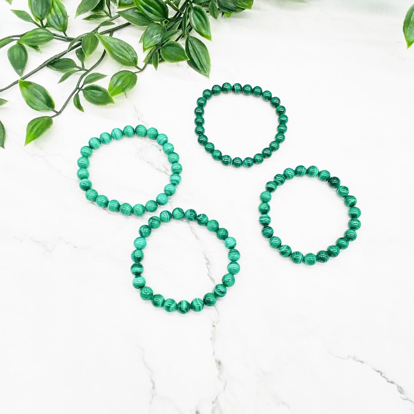 Malachite Bracelet, Crystal for Heart and Throat Chakra