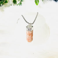 Pointed Sunstone Crystal Pendant with 18k Gold Plated Chain
