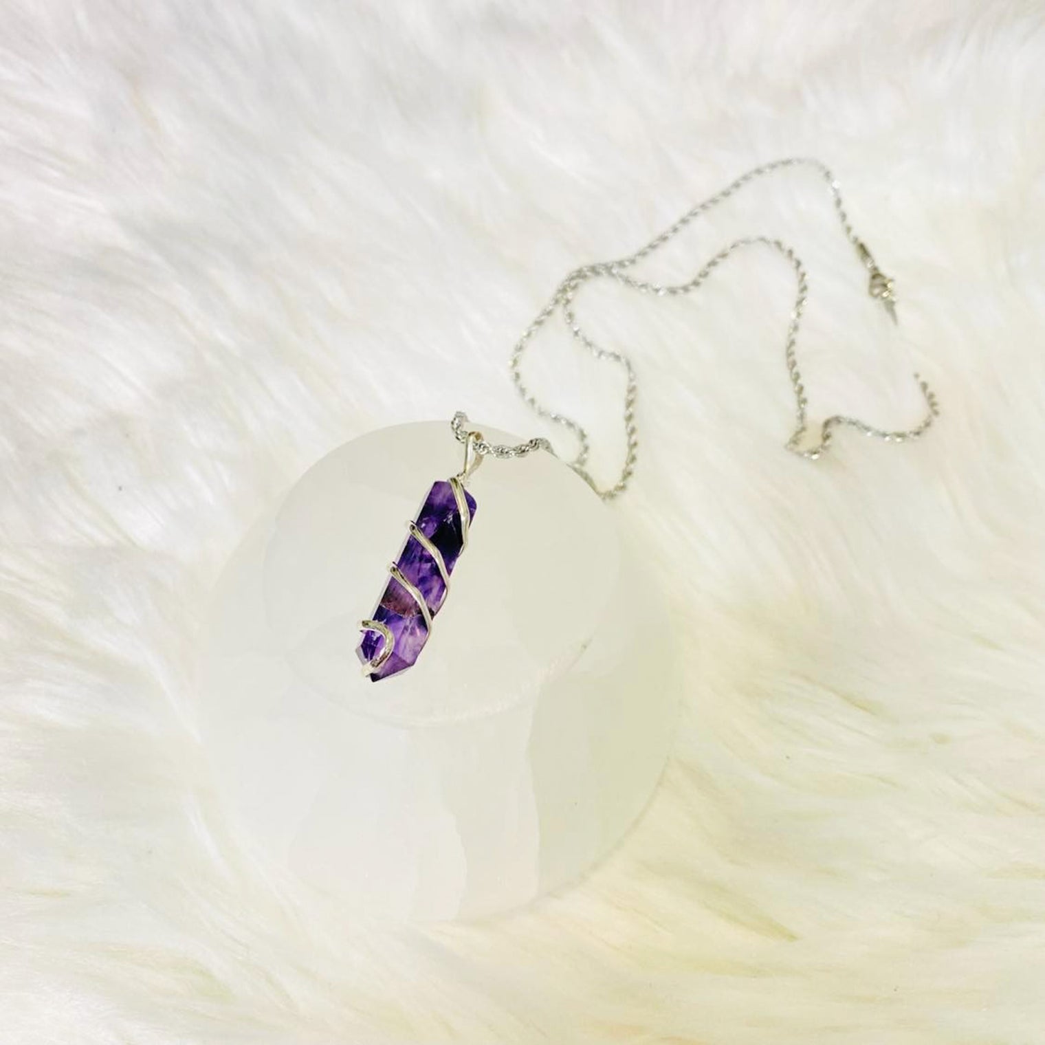 Amethyst Crystal Pointed Necklace