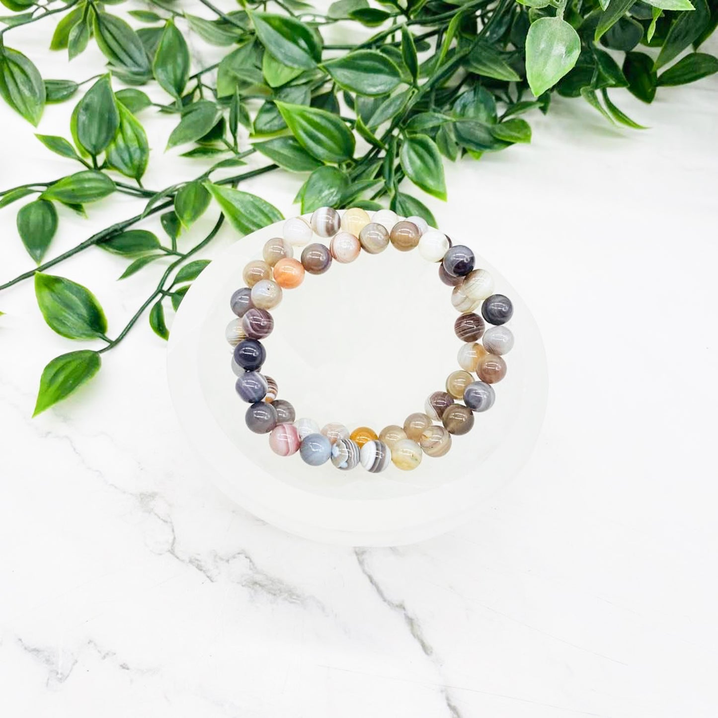 Botswana Agate Bracelet, Crystal for Self Confidence and Wealth