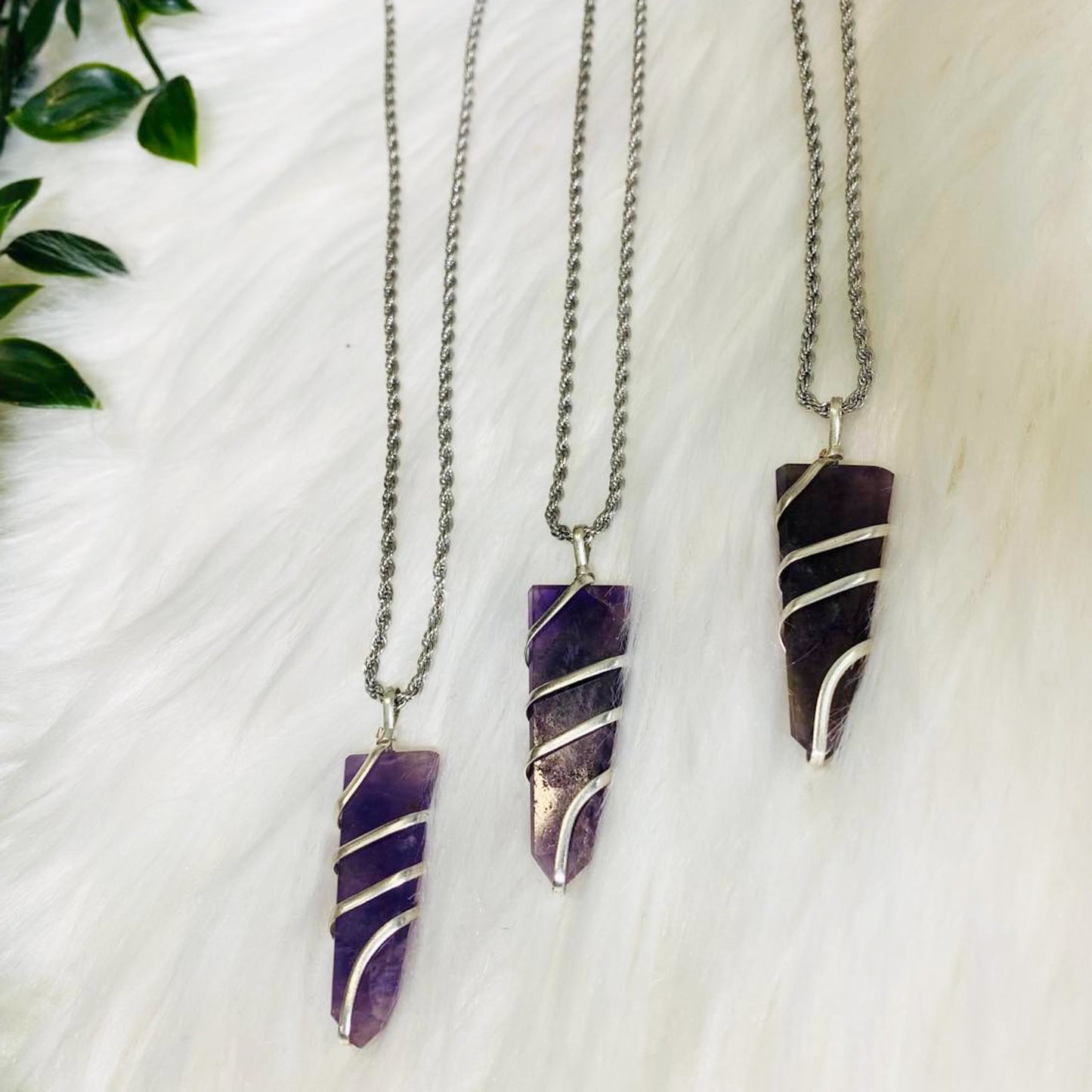 Amethyst Crystal Pointed Necklace