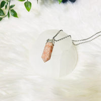 Pointed Sunstone Crystal Pendant with 18k Gold Plated Chain