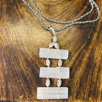 Raw Selenite Crystal Necklace with Silver Chain