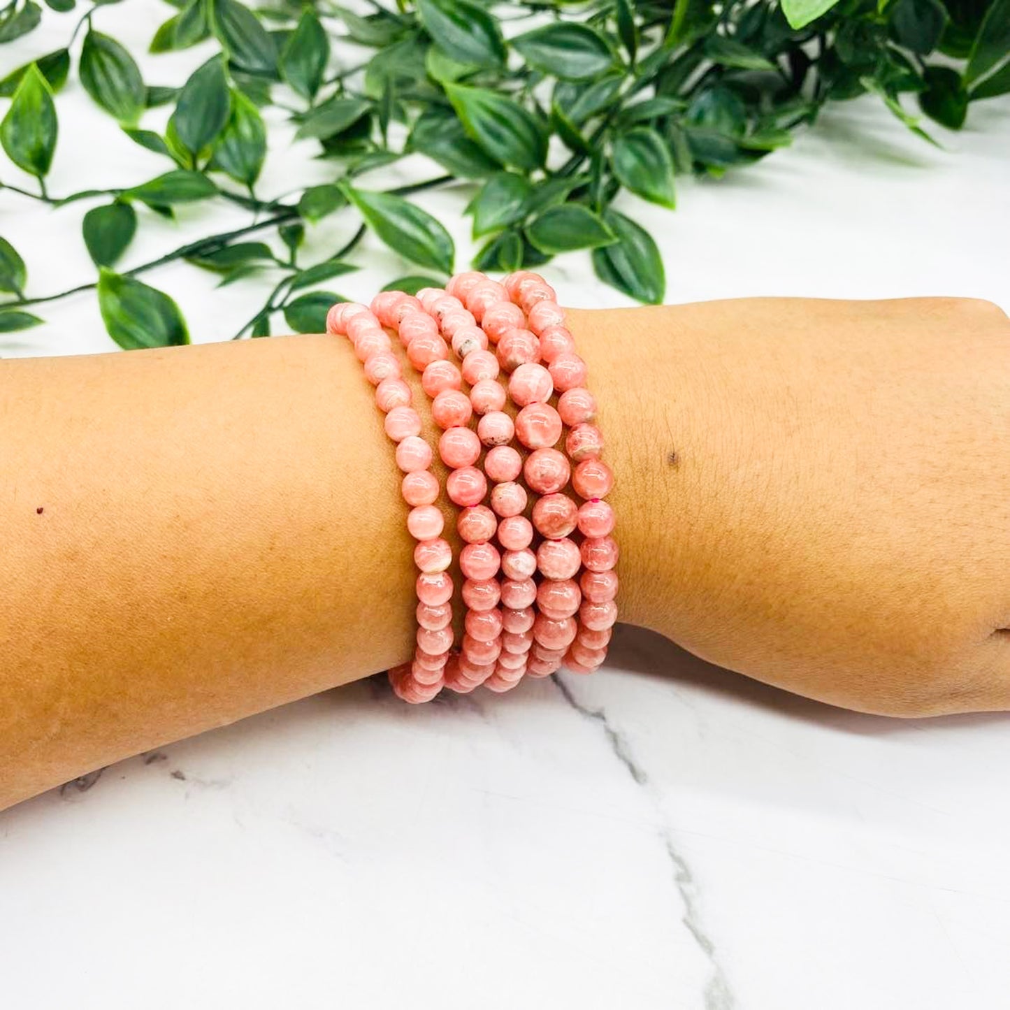 6 MM Rhodochrosite Bracelet, Stone for Heart Chakra