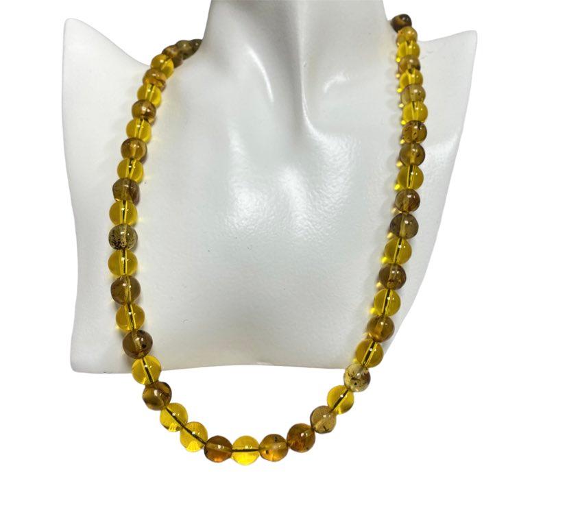 Amber Beaded Necklace with Earring