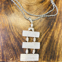 Raw Selenite Crystal Necklace with Silver Chain