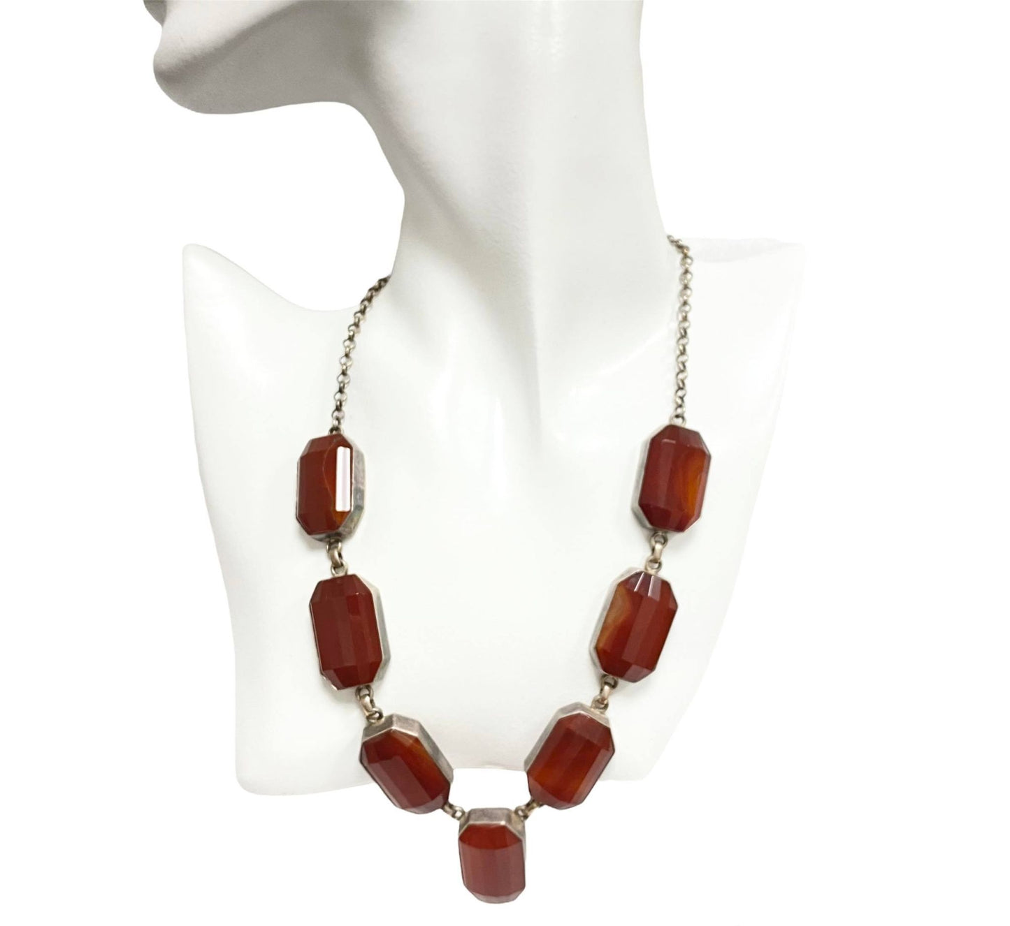 Vintage Carnelian Silver Necklace