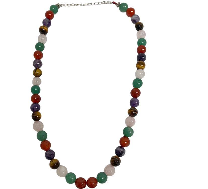 Seven Chakra Balancing Necklace with Red Jasper Pendant