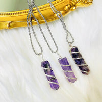 Amethyst Crystal Pointed Necklace